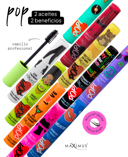 POP! Mascara para pestañas 2 aceites 2 beneficios- Cepillo Profesional