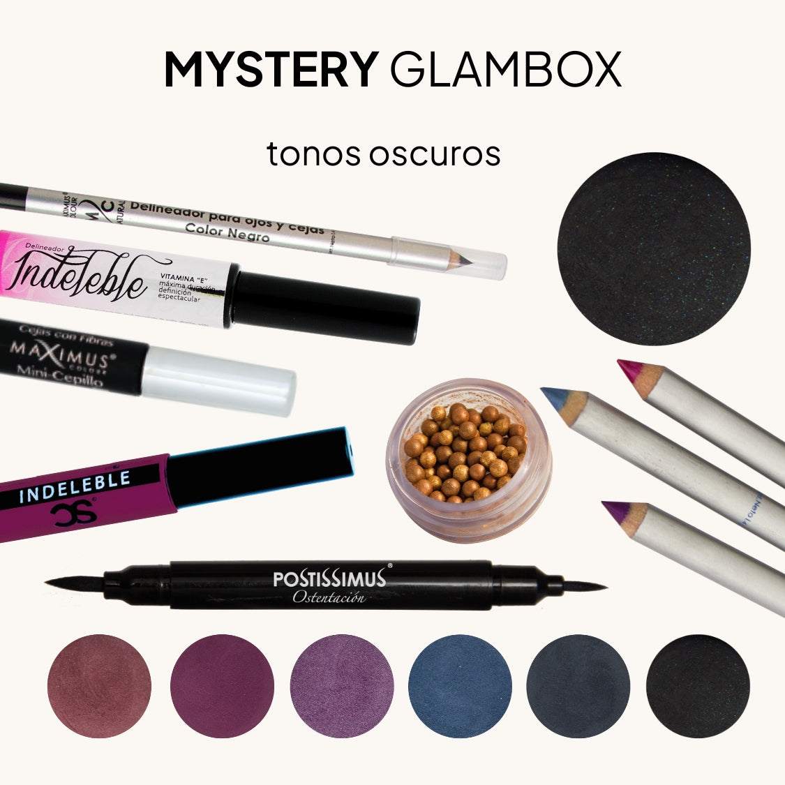 Mystery Glam Box - Bundle sorpresa 5 productos de maquillaje siempre contiene 1 rímel