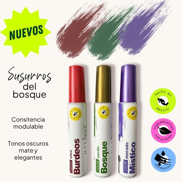 Mascara para pestañas tono VERDE BOSQUE con mamey y microfibras