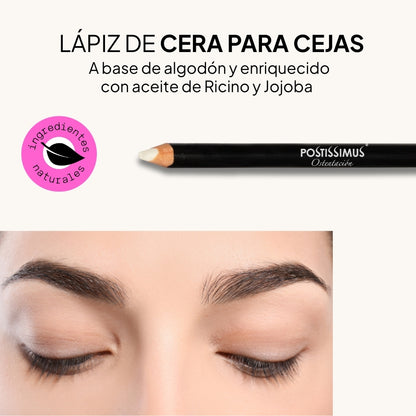 Lápiz de Cera y algodón para Cejas - Enriquecido con Aceite de Ricino y Jojoba - Postissimus Ostentación by Maximus Colour