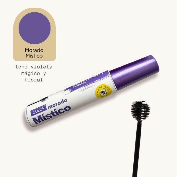 Mascara para pestañas tono MORADO Místico con mamey y microfibras
