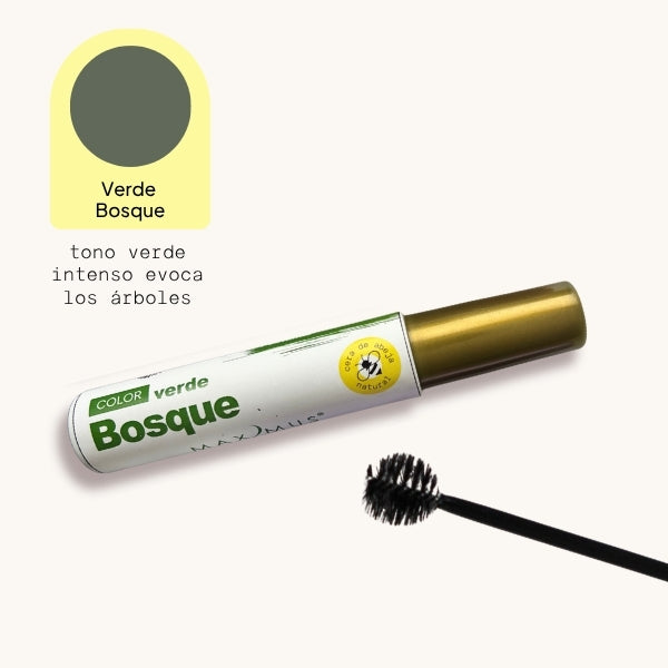 Mascara para pestañas tono VERDE BOSQUE con mamey y microfibras