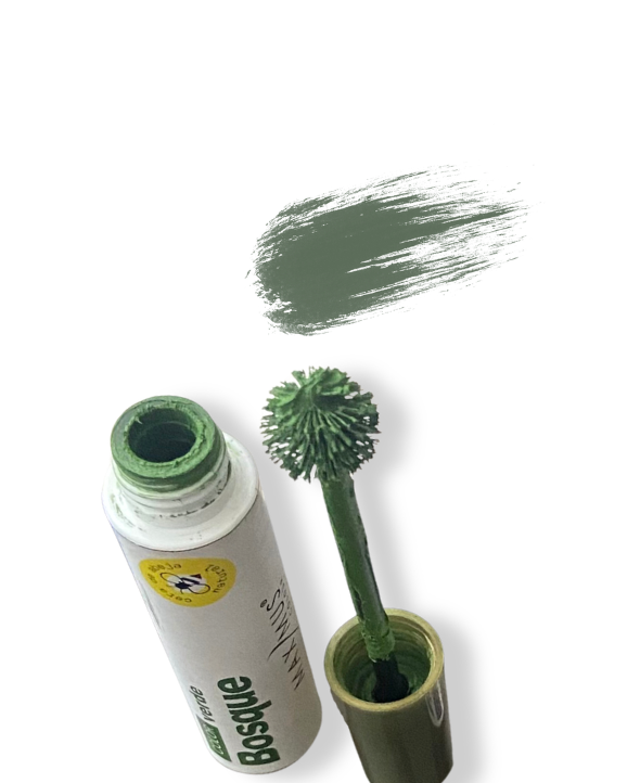 Mascara para pestañas tono VERDE BOSQUE con mamey y microfibras