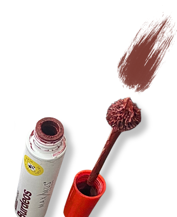 Mascara para pestañas tono vino Burdeos con mamey y microfibras